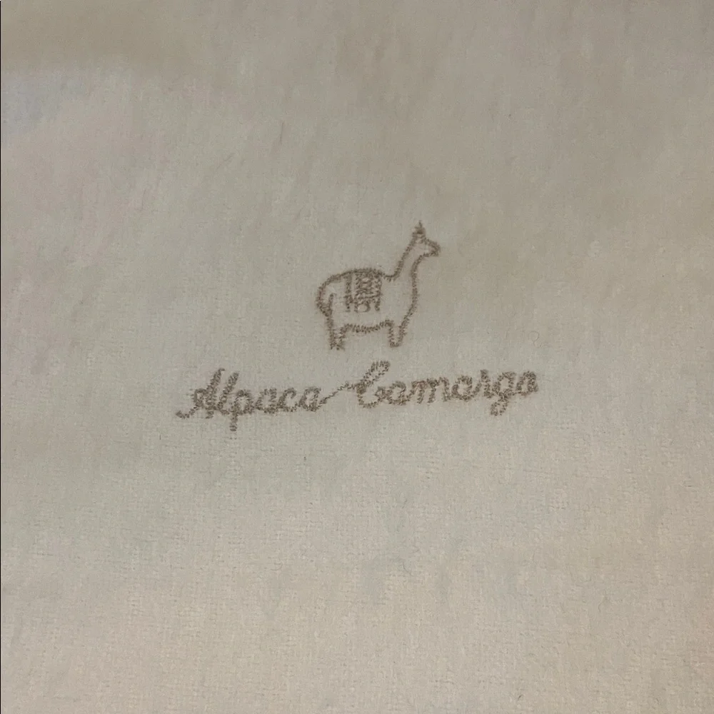 Alpaca Camargo winter‎ white (cream) scarf with fringe
